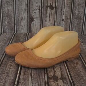 Sz 7 B Womens Frye Carson Ballet Flats Tan Leather Round Toe Slip On Shoes VGUC!
